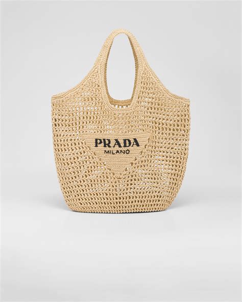 prada natural crochet bag|Prada wicker tote bag.